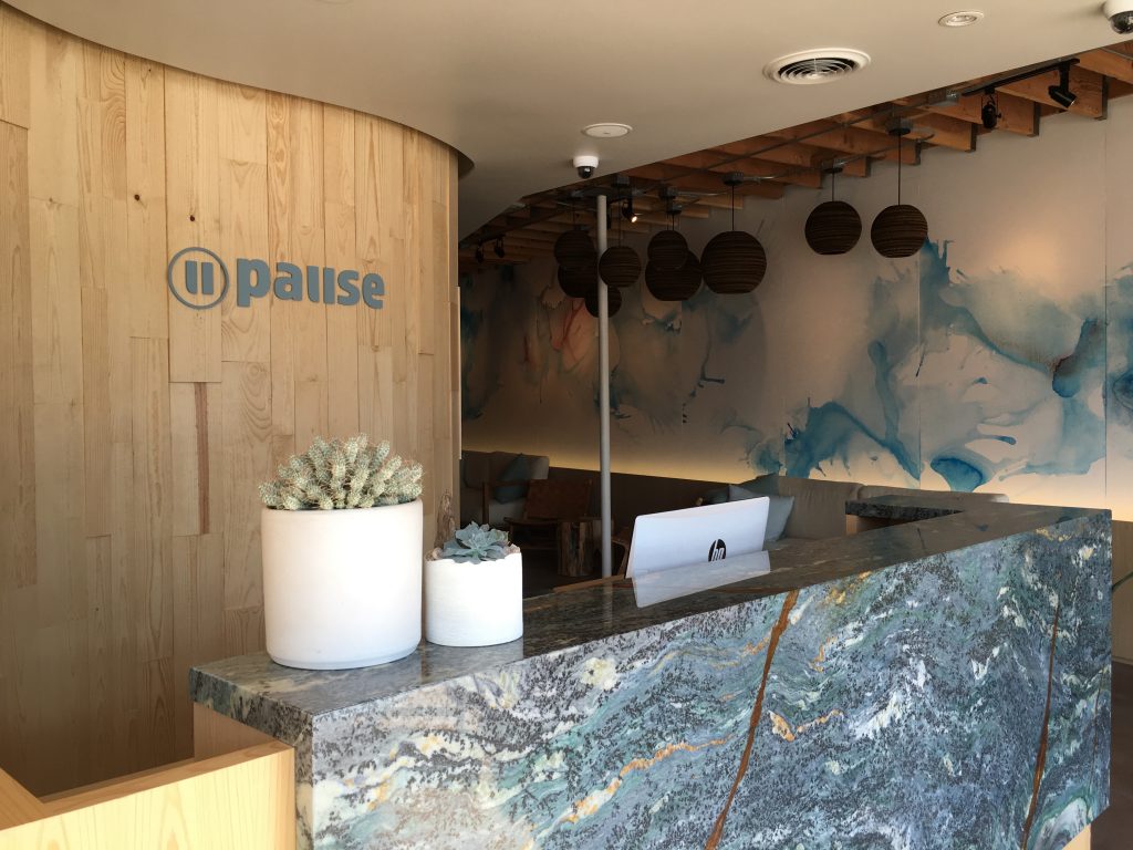 reception area at Pause Float Studio