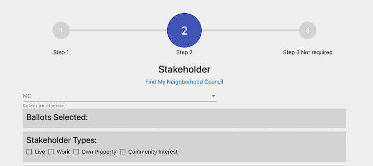 stakeholder info section vote by mail application
